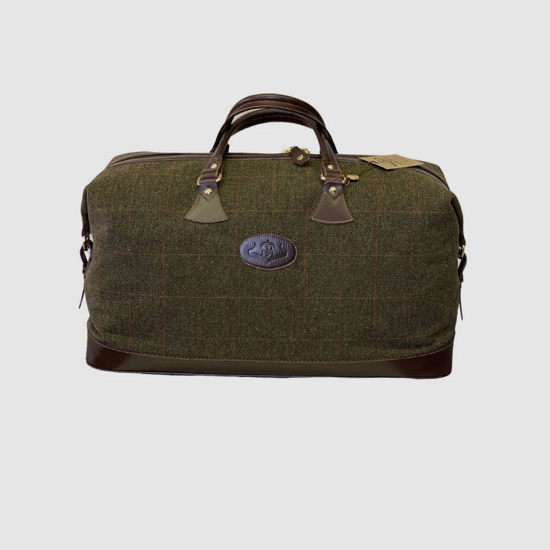 Reise Tasche Tweed/Leder Khaki/Kamel