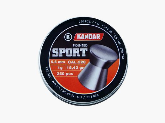 Kandar Sport Pointed Diabolo Diabolos Flachkopf Blei 5,5 mm 250 St. 1 g (15,43 gr) NEU ! NEUWARE !