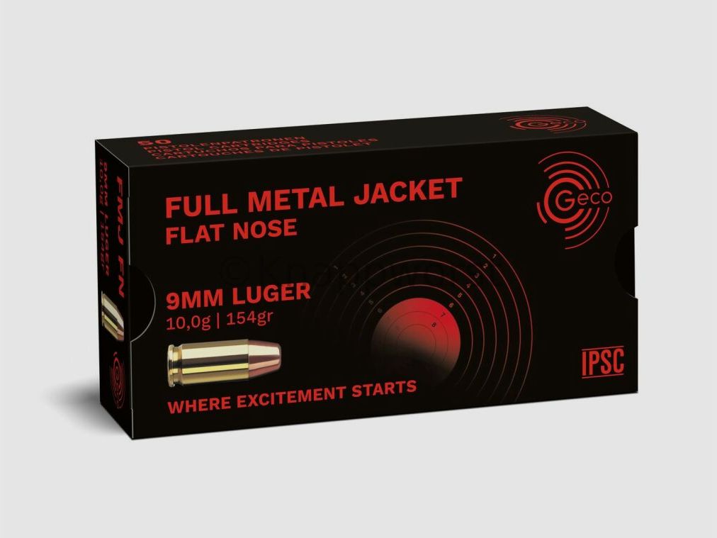 Geco GECO 9mm Para Pełnopłaszczowy Płaski Nos 10g.