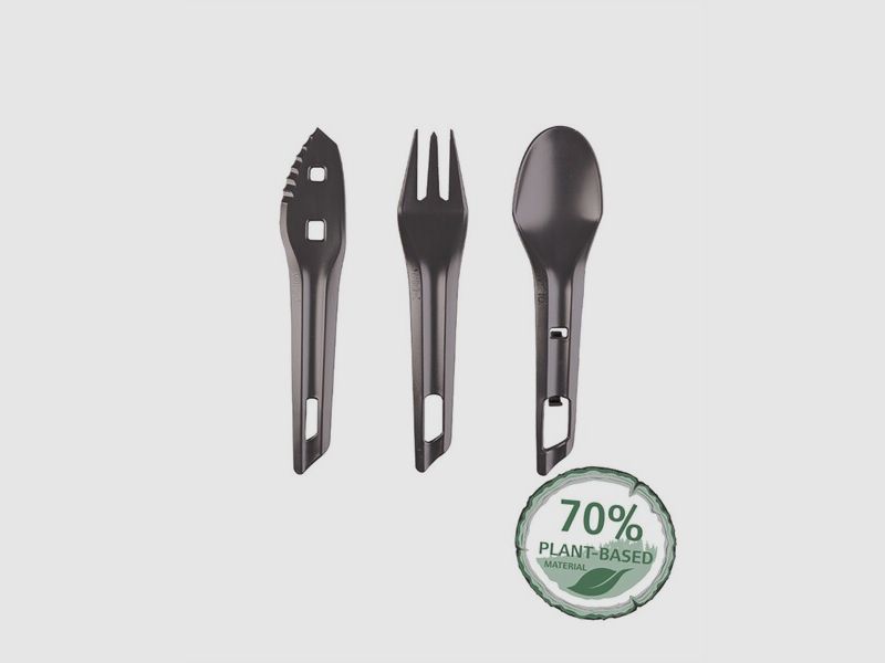The Ocys™ Outdoor Besteck-Set Wildo® Dunkelgrau 3tlg. aus 70% pflanzlichem Material