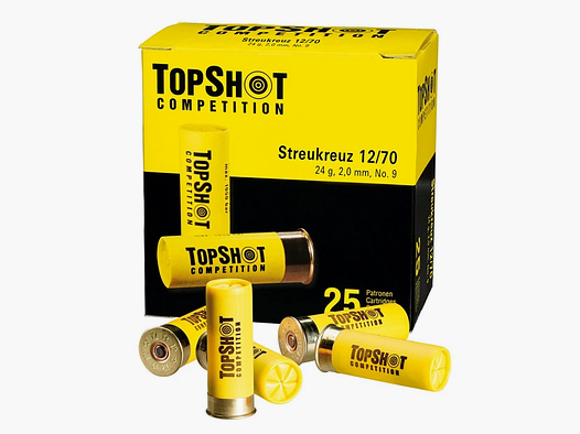 Topshot Competition Streukreuz Sportschrot .12/70 24G #9 (2,0mm) 25 Patronen
