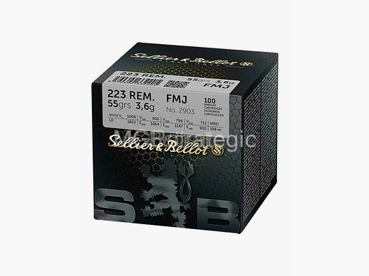 Sellier & Bellot .223 Rem. Vlm BT 3,6g/55grs. S+B .223Rem FMJ 55 grs - kein Versand, nur Abholung!
