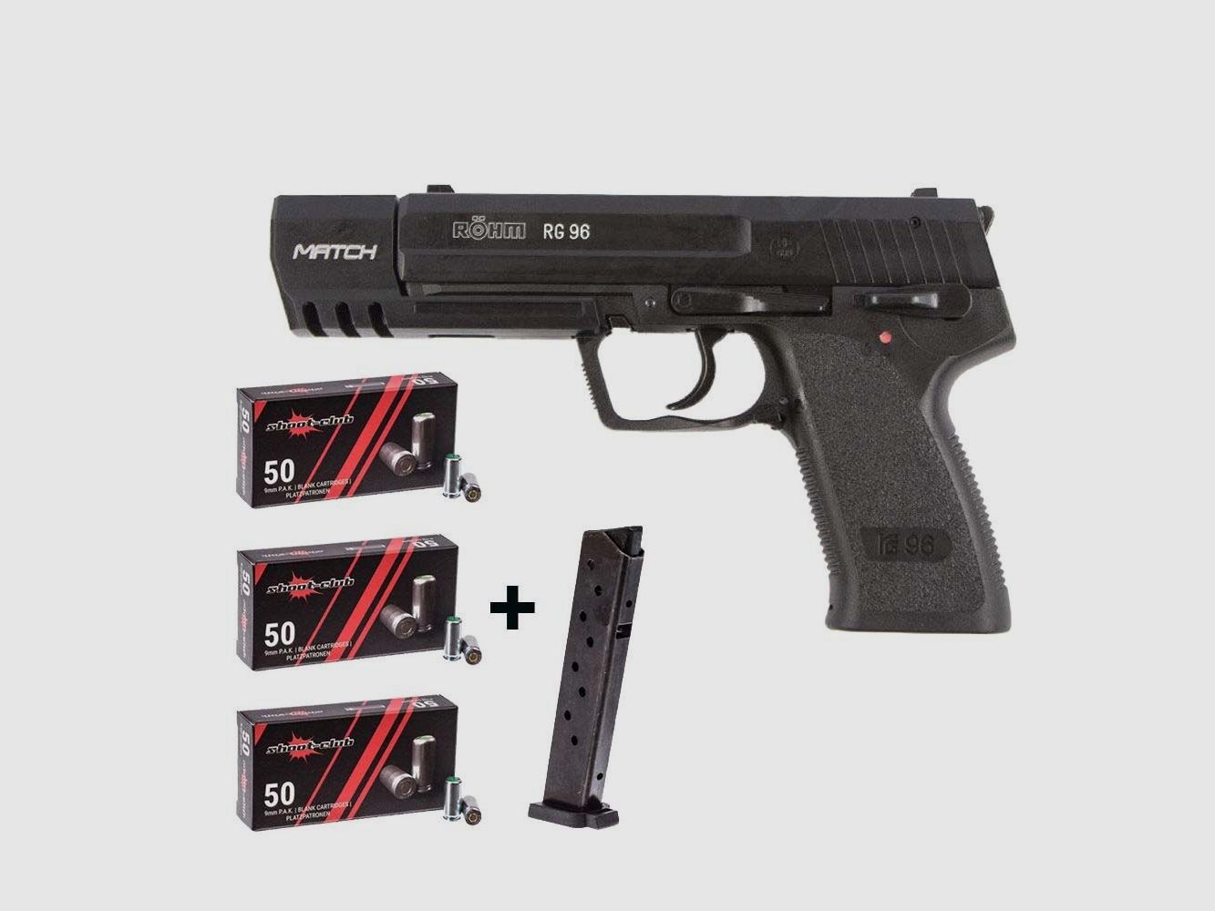 Röhm RG 96 MATCH brüniert 9 mm P.A.K. Platzpatronen-Set