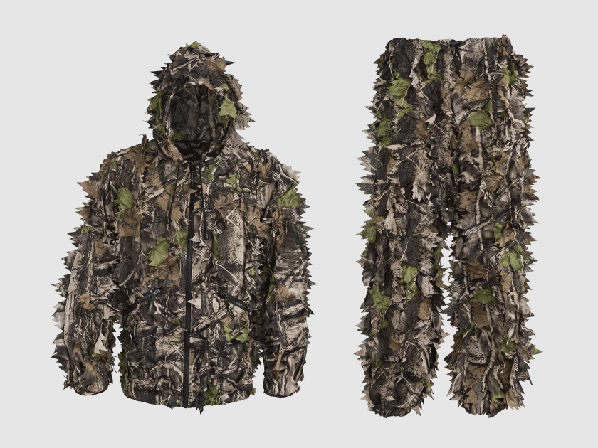 5etta Chaqueta + Pantalones de Camuflaje de Hoja - XL