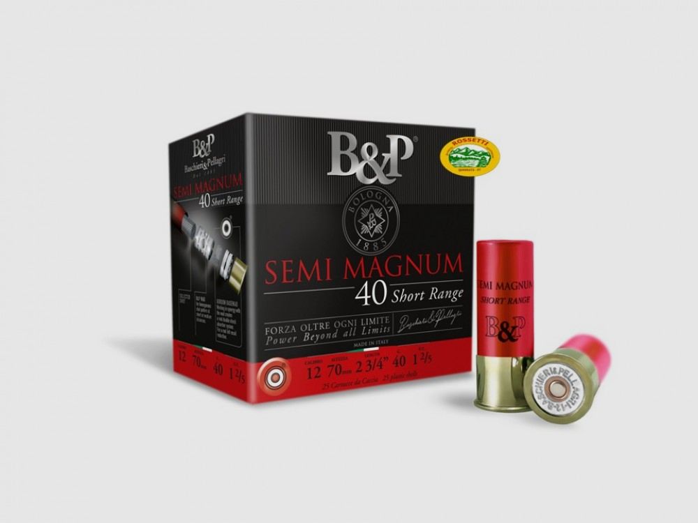 BASCHIERI & P. Patronen Semimagnum 40 SR Short Range Kal.12 gr.40 pb.8