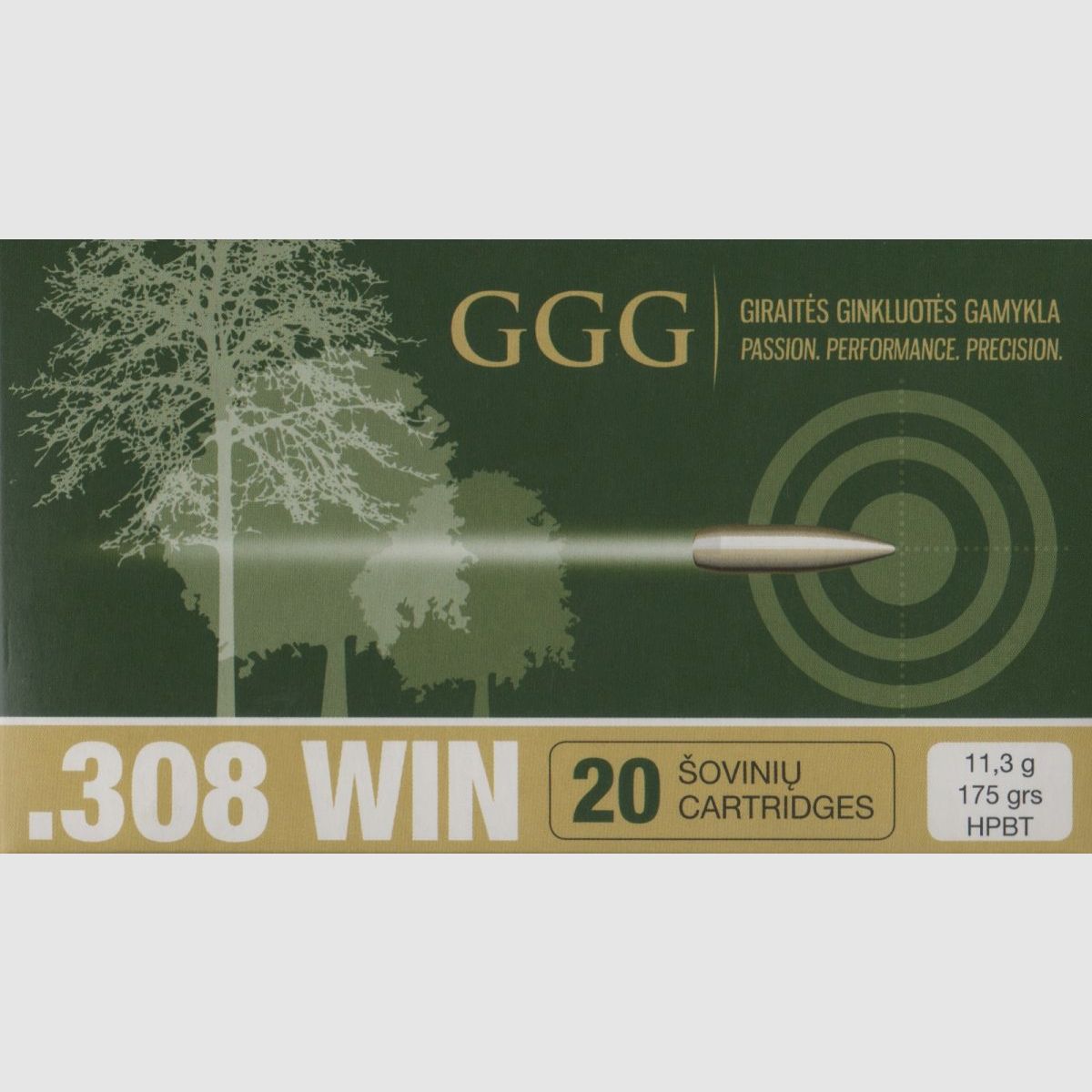 GGG .308Win Nosler HPBT 168grs/10.9g