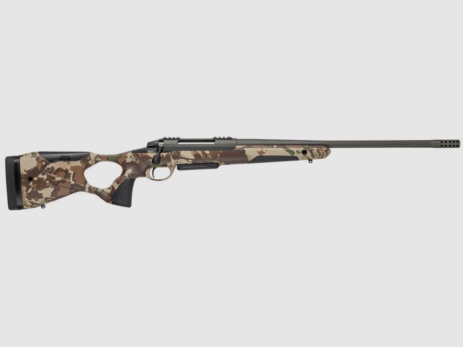 SAKO S20 HUNTER FUSION 6,5 PRC, tungsten Cerakote, Lauflänge 24,3" 18mm, kanneliert mit Mündungsbremse, Direktabzug, 3 Schuss, Schaft Fusion Camo mit verstellbarer Backe, ohne Visierung, MG 5/8"-24, Bild 1 von 4