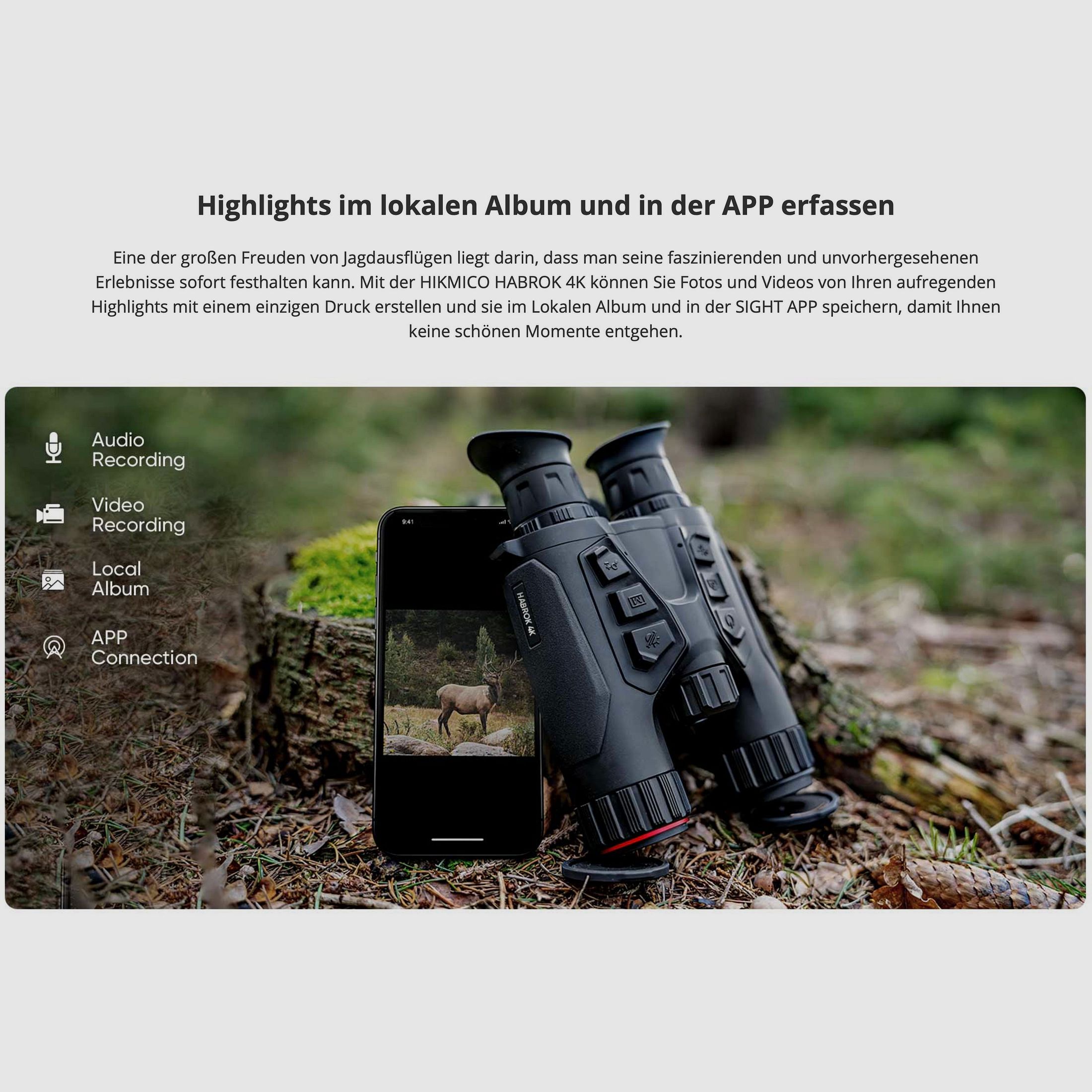 Hikmicro Binocular Habrok 4K HE25LN 5.5-22x60 Wärmebild/Nachtsicht/Digitalkamera 940Nm 1920 x 1080