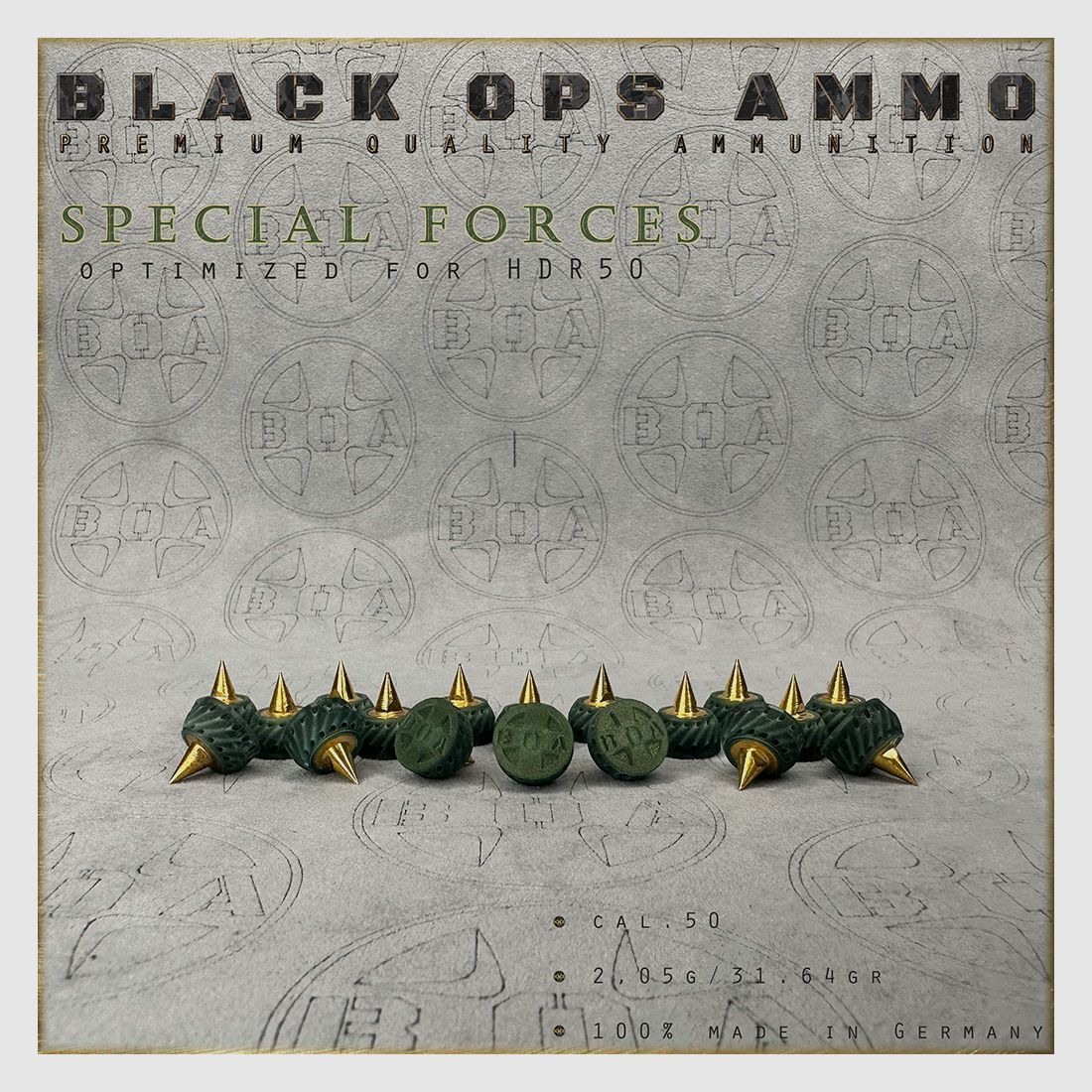 18x + 2 Special Forces BLACK OPS AMMO HDR 50 TR cal.50 Munition T4E Umarex HDR50 TR50