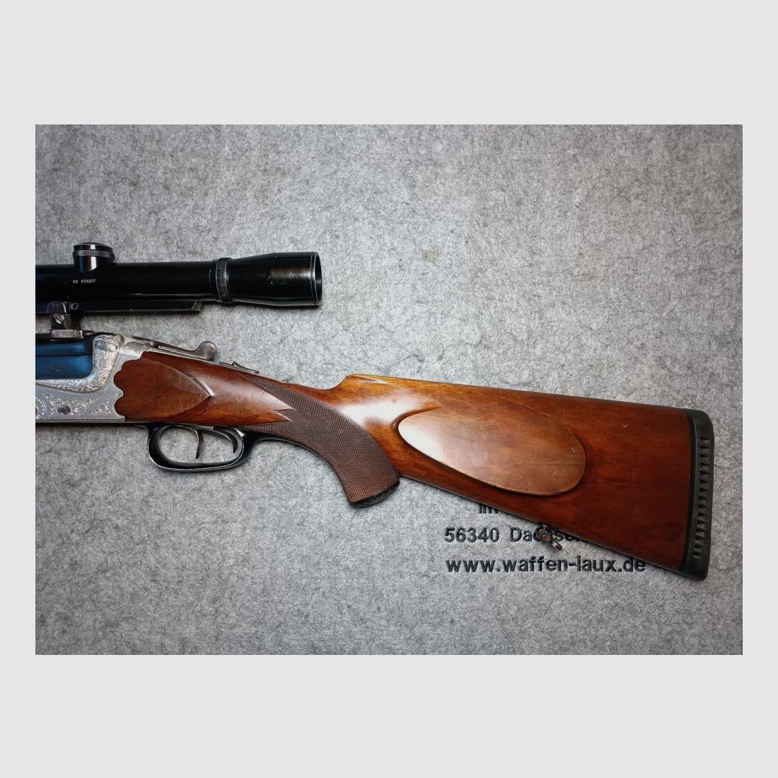 Escopeta de doble cañón Meuter Solingen similar al modelo Heym 55 con mira 6x42