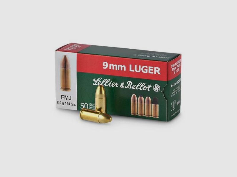 Sellier&Bellot 9mm Luger FMJ 124grn (50 pcs.), image 1 of 2