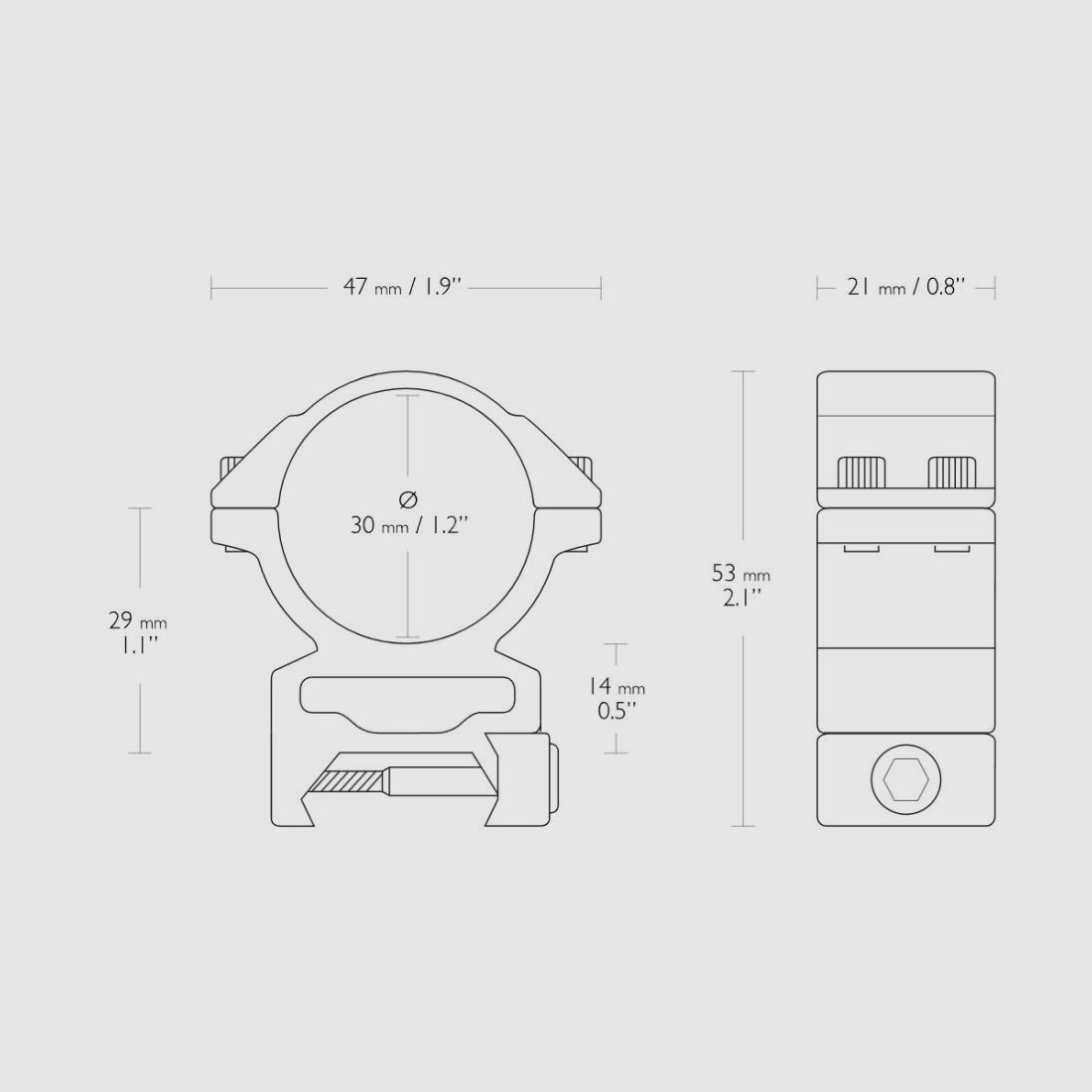 HAWKE Match Ring Mount, Weaver/Picatinny Schiene, Tubus: 30mm high