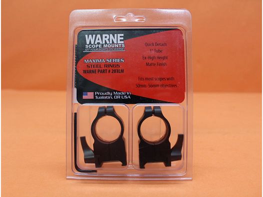 Anillas de montaje Warne Warne Maxima QD 1" ExtraAlta (203LM) acero negro mate para perfil Weaver