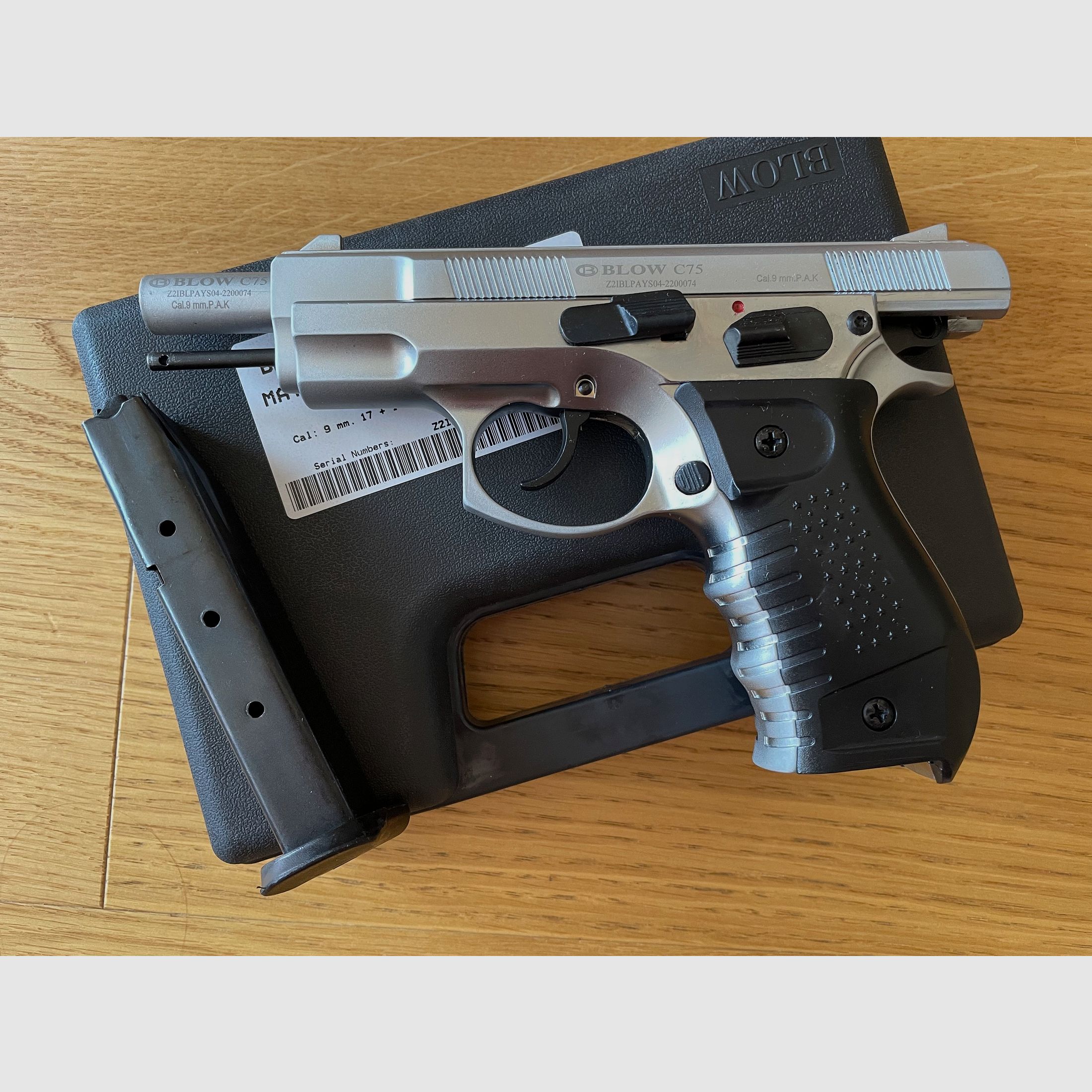 BLOW C75 Chrome Mat 9mm P.A.K. Pistolet d'alarme CZ75 Réplique