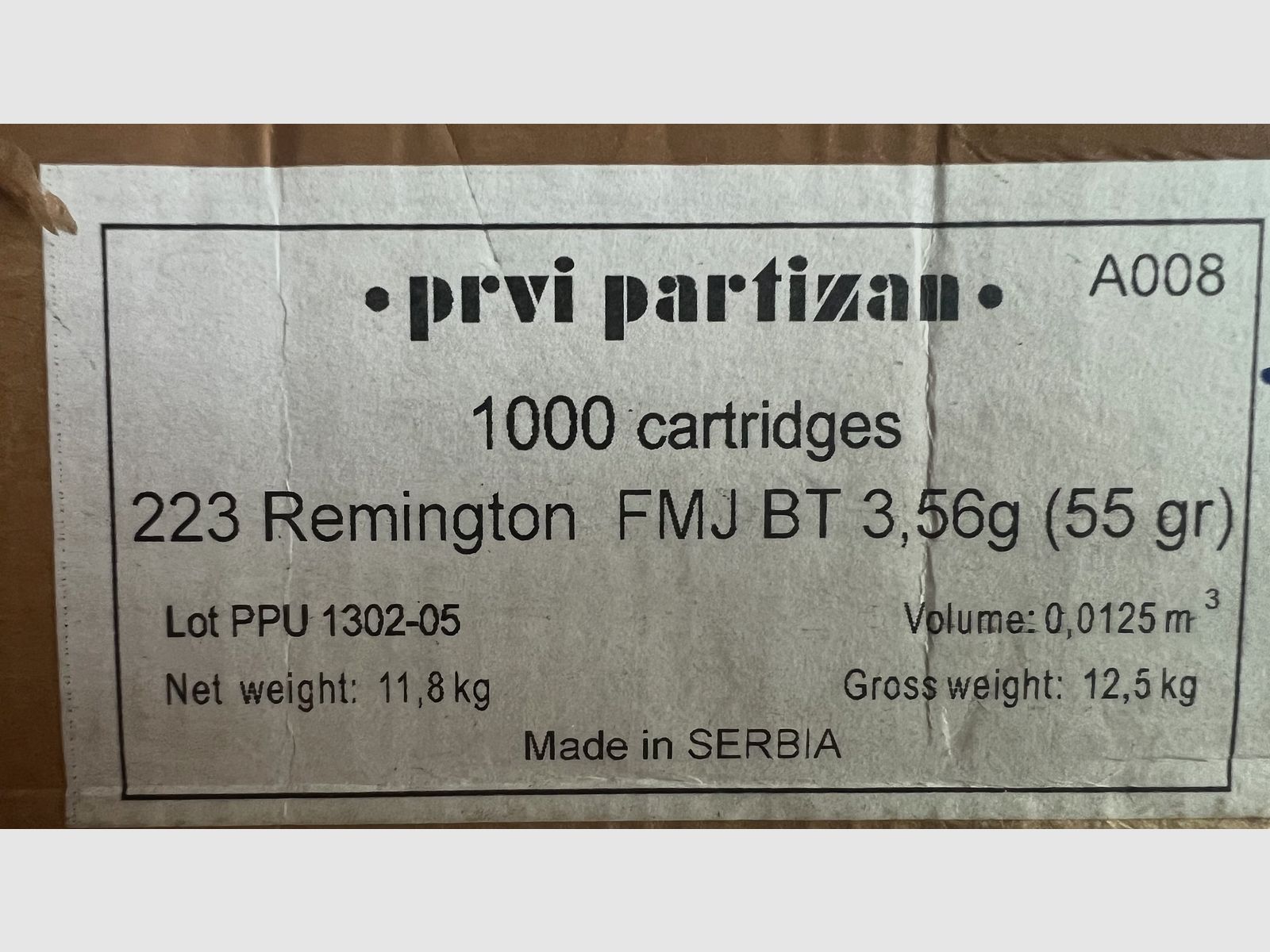 Prvi Partizan (PPU) .223 Rem FMJ BT 55 gr – 20 sztuk – nowe