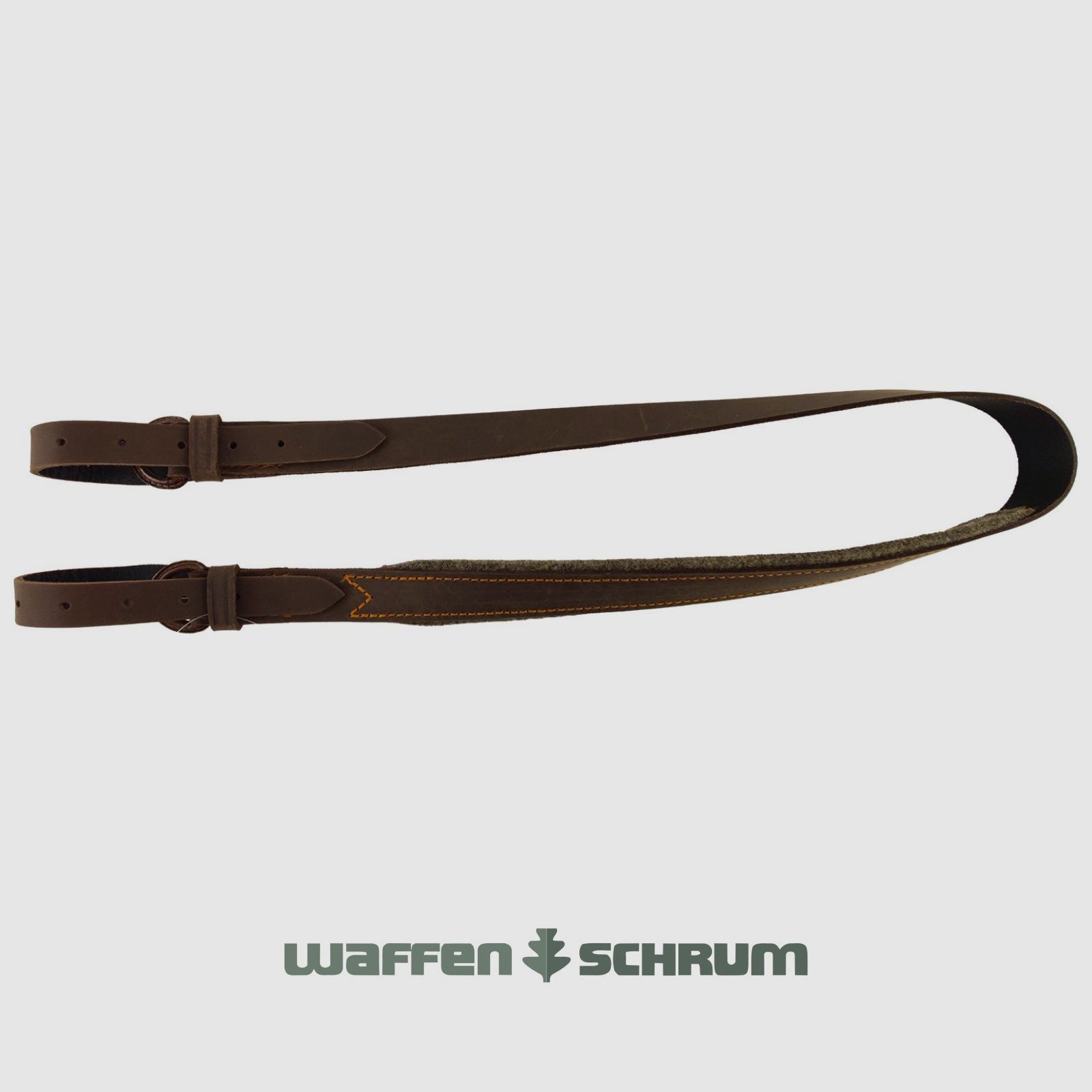 AKAH Gewehrriemen Leder - Braun Pull-Up-Effekt 35MM Filzunterlage