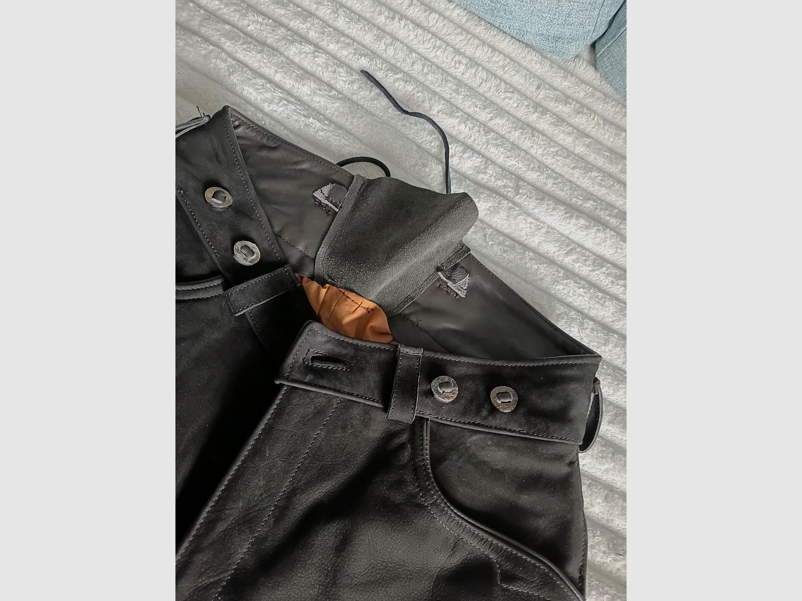 Jagdhose aus Leder, Nubuk, Maßgeschneidert, Neu und ungetragen