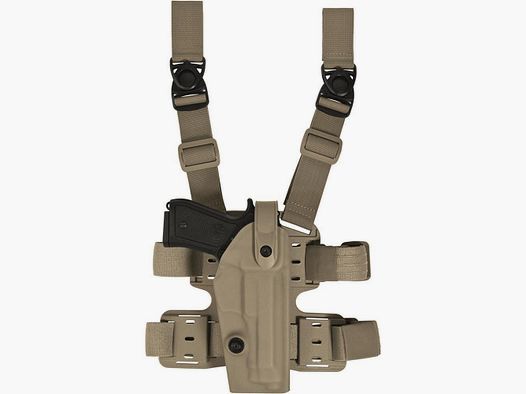 Taktisches Oberschenkelholster "NATION" mit Sicherheitslevel II Sig Sauer P220/P226-Coyote TAN-Linkshänder