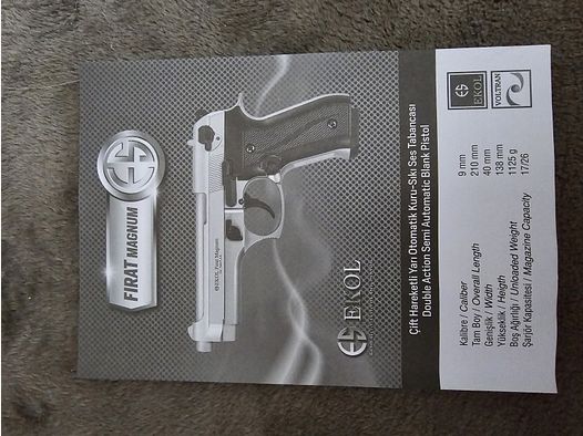 EKOL FIRAT MAGNUM 9mm P.A.K. BEDIENUNGSANLEITUNG