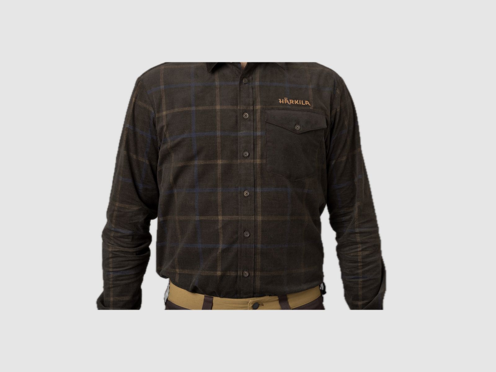 Chemise à carreaux en velours côtelé HÄRKILA Kaldfjord marron ombre