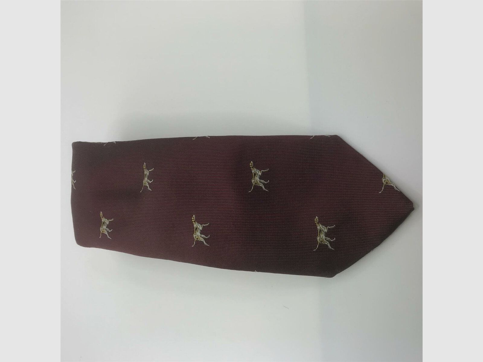 Robert Keyte Krawatte 100% Seide weinrot Motiv Hund Pointer