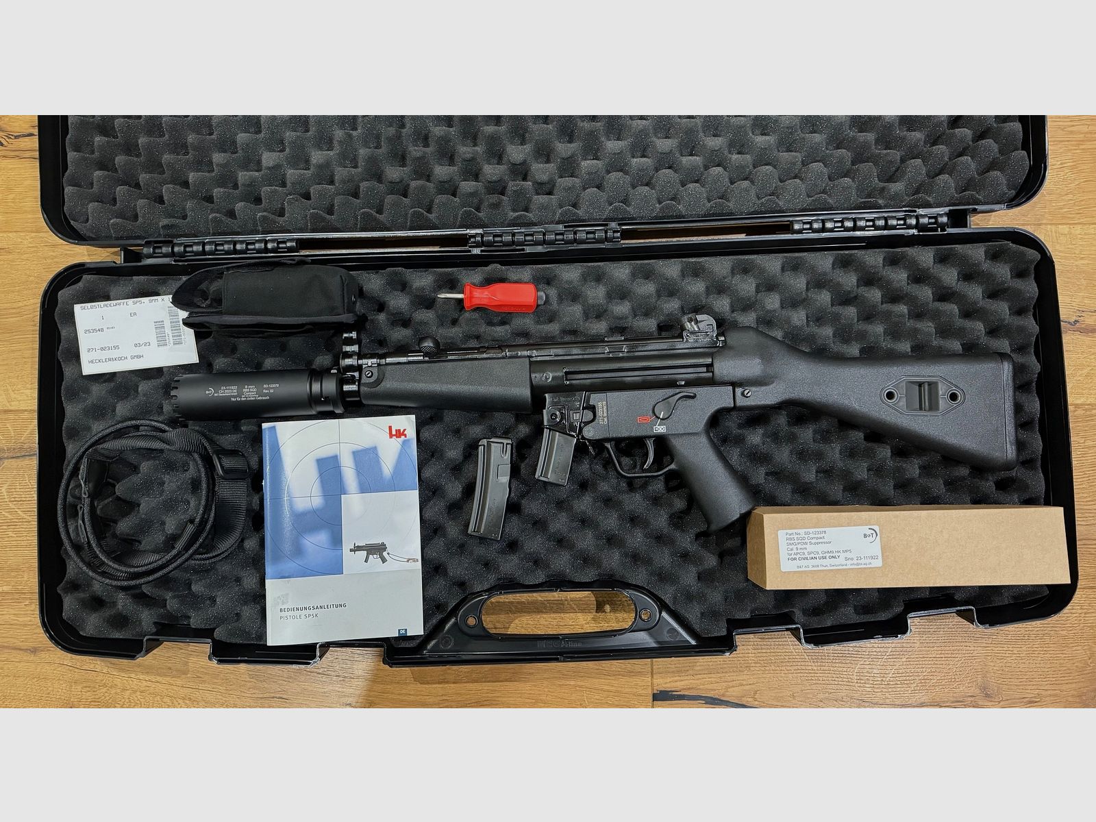 Heckler und Koch SP5 Büchse mit B&T RBS Schalldämpfer SQD™ Compact