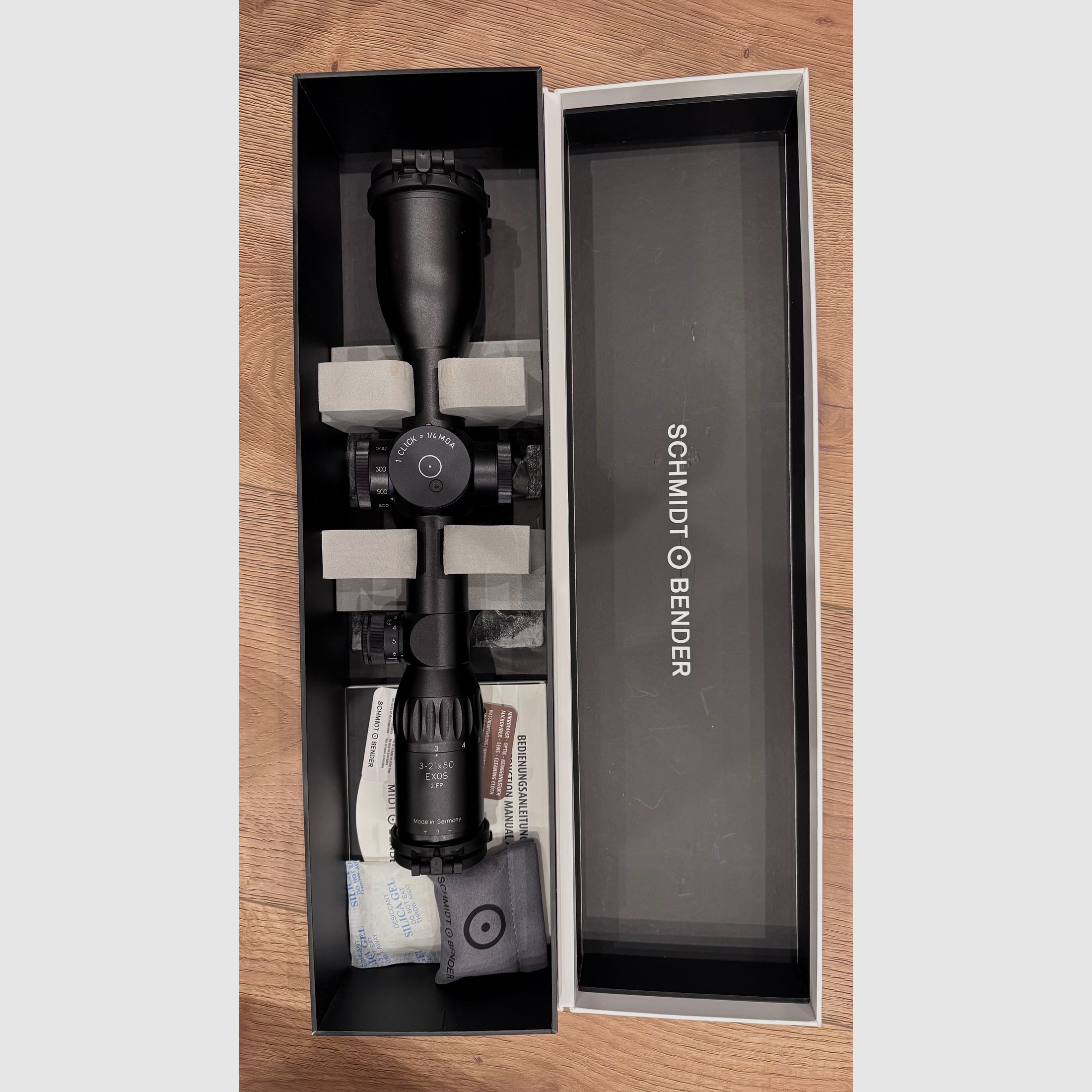 Schmidt & Bender EXOS 3-21 x 50 Neuwertig mit Zubehör OVP usw.