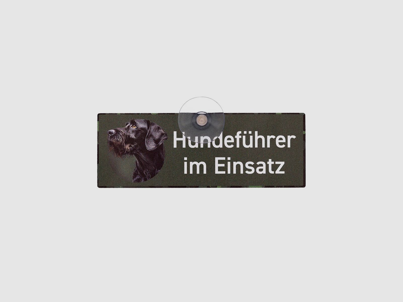 WILDE HILDE Jagdschild mit Saugnapf "HUNDEFÜHRER IM EINSATZ"