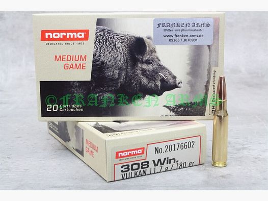 Norma Vulkan .308 Win. 180gr. 11,7g 20 pièces Prix dégressifs