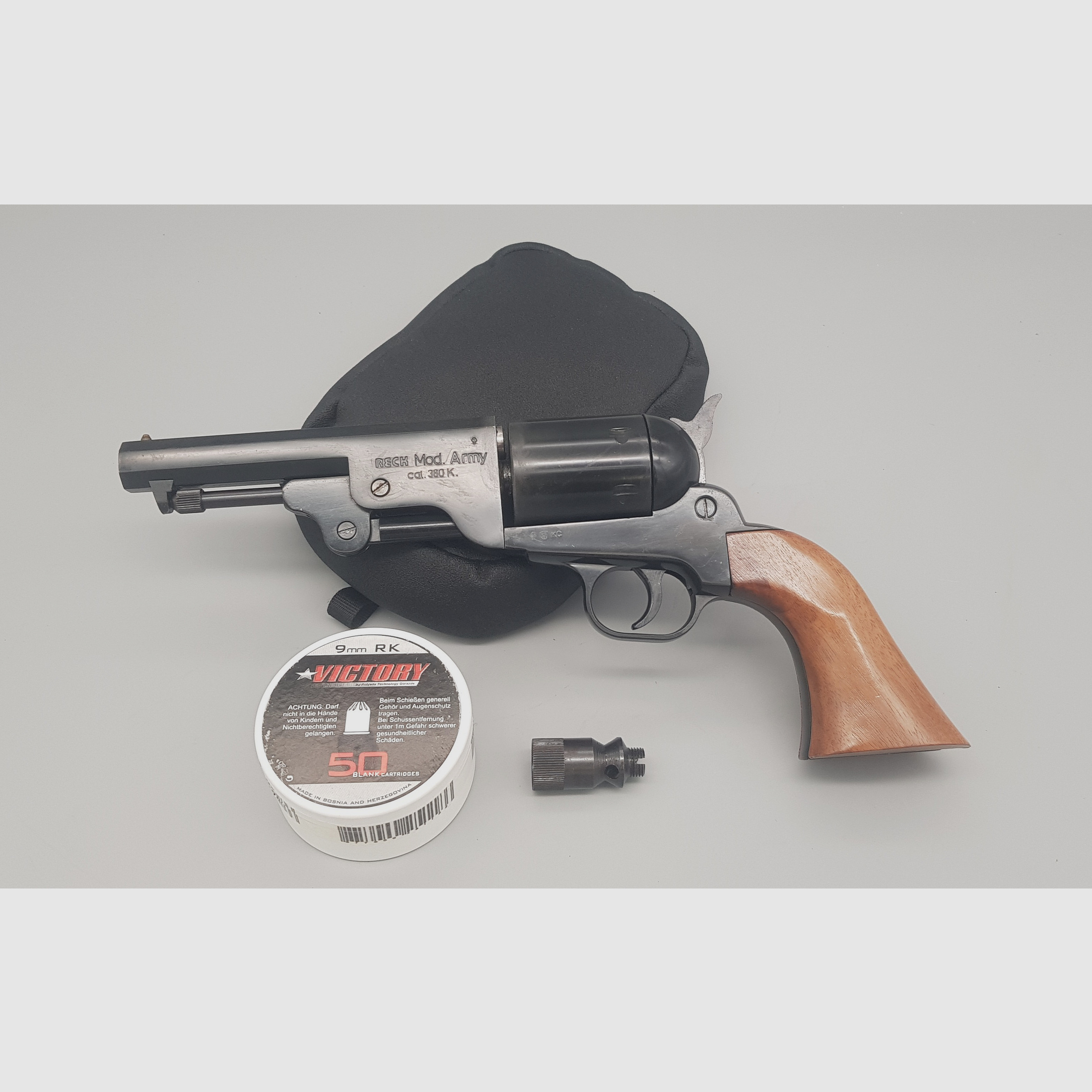 Reck Mod. Army Cal. 380 K 9mm RK Single Double  Action Schreckschuss SRS Western  Revolver PTB 325  sehr selten
