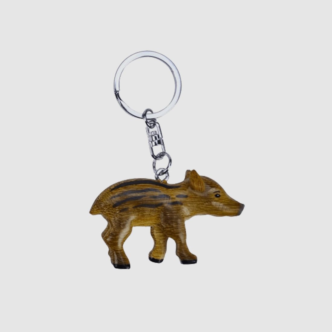 Wood keychain wild boar