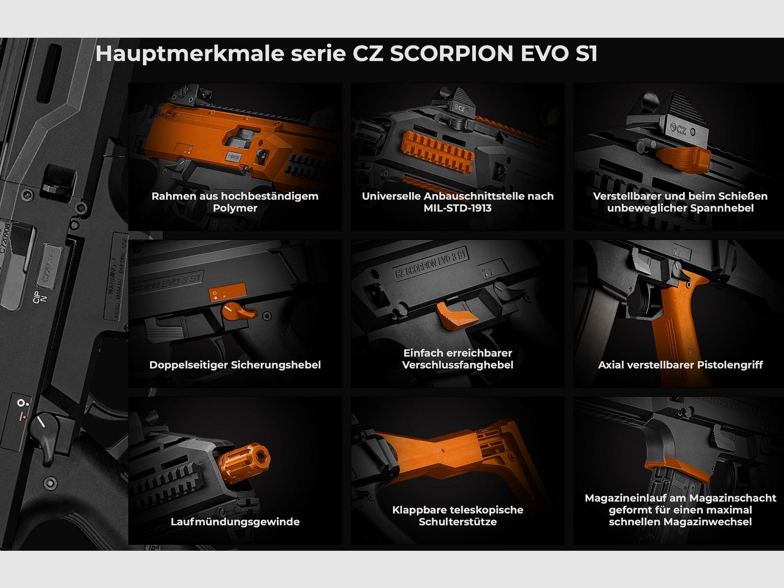 CZ self-loading rifle .22 lfB Scorpion Evo 3 S1 carbine with compensator 1/2×28 UNEF