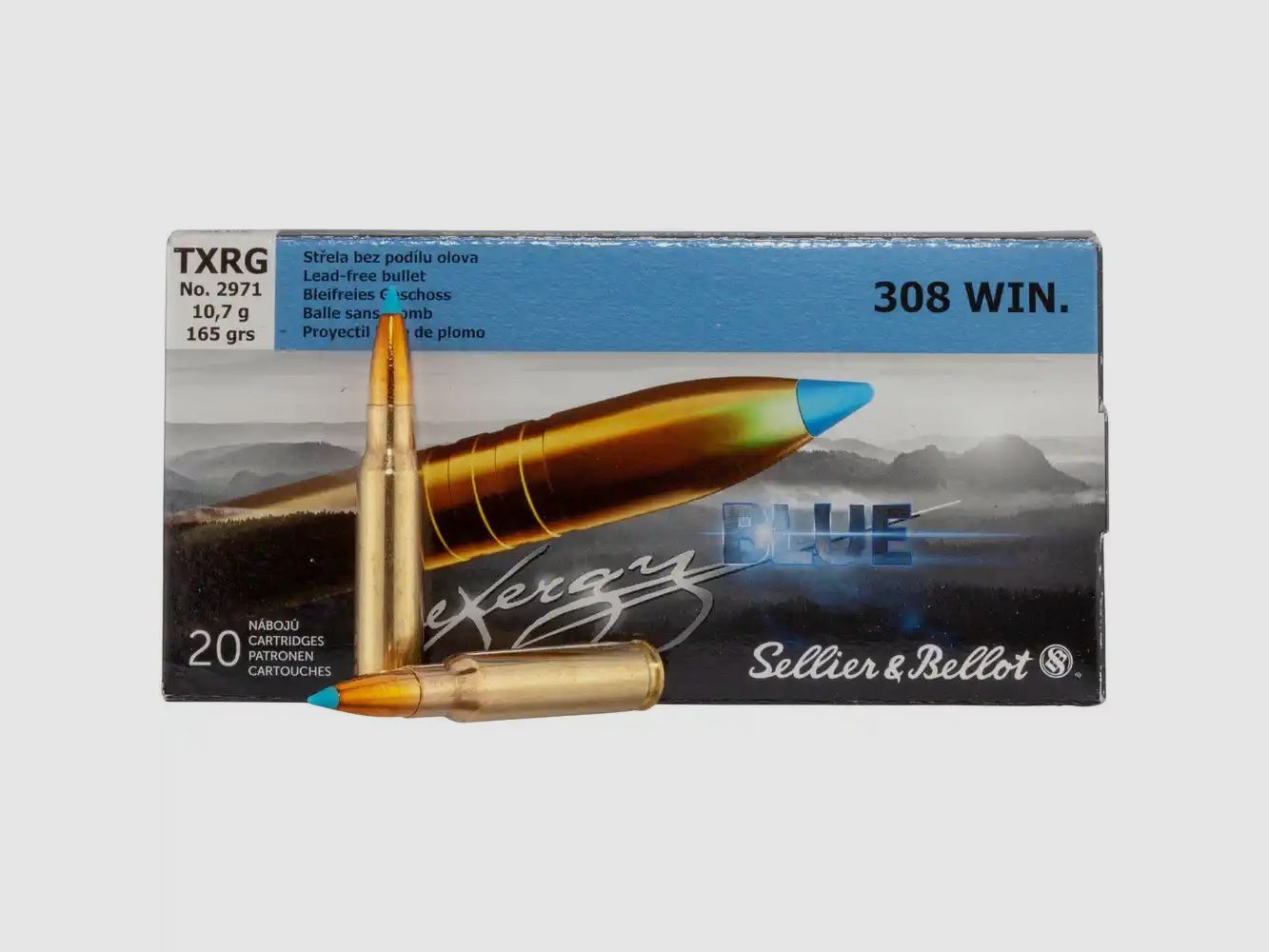 S&B Busschotenpatroon Kal. .308 tipped eXergy blauw 10,7g/165grs.