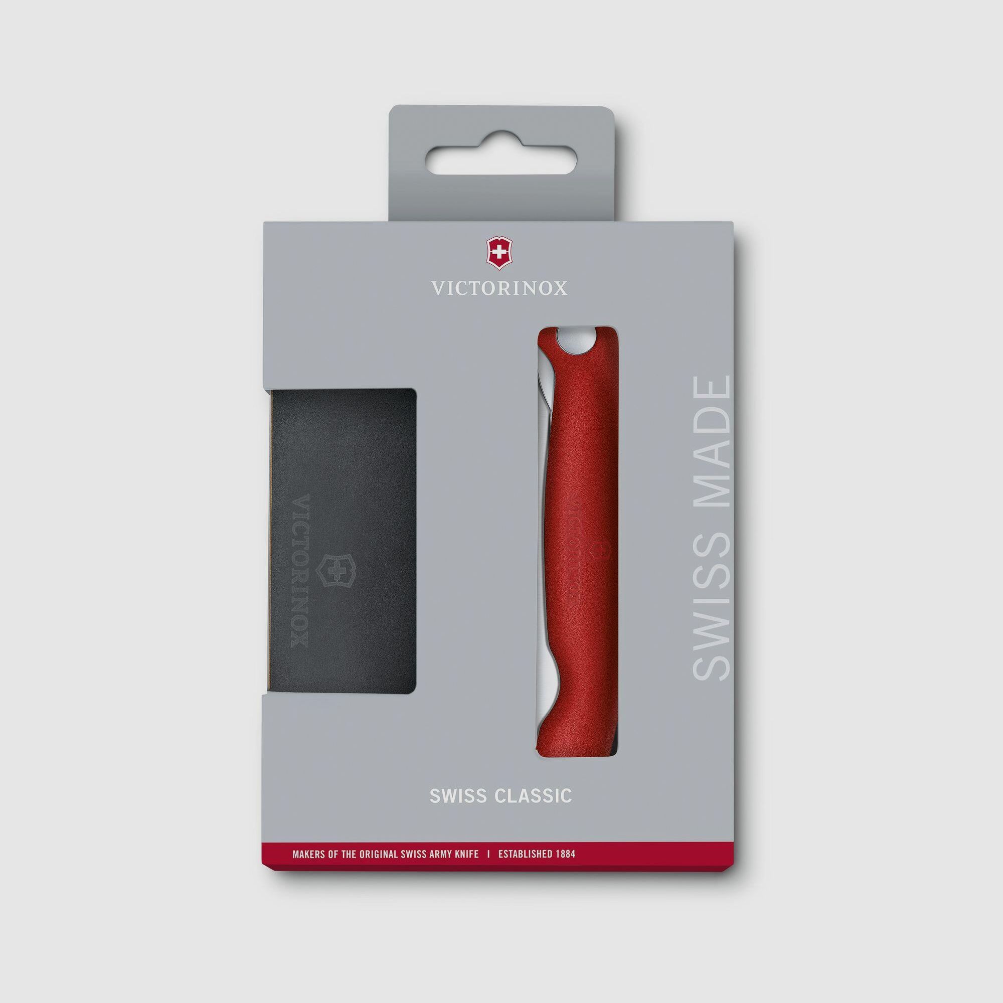 Victorinox Swiss Classic Set met opvouwbaar groentemes en Epicurean snijplank rood