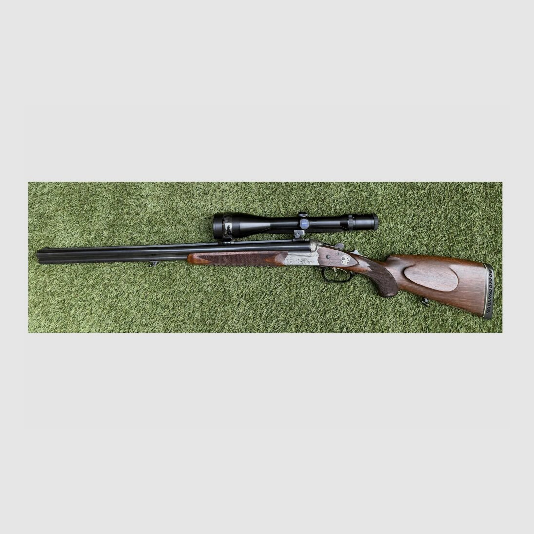 Heym Drilling mit Zeiss 3-12x56 und Einstecklauf .22Hornet 20/76;9,3x74R