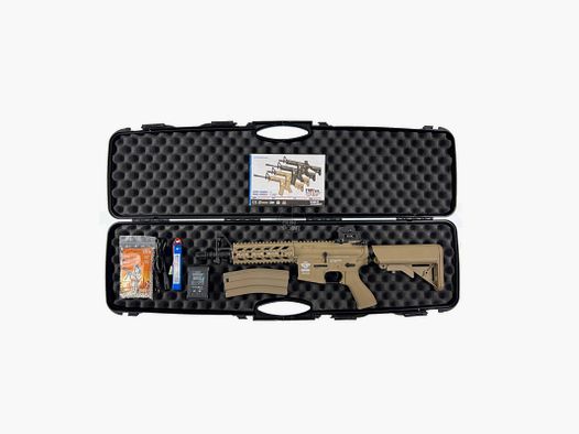Airsoft - Rifle - G&G M4 CM16 Raider in set with case - from 14, under 0.5 Joules Desert