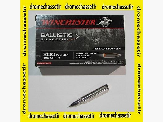 1 boite de 20 cartouches de calibre 300 Winchester Magnum, Winchester Ballistic Silvertip 180 grains