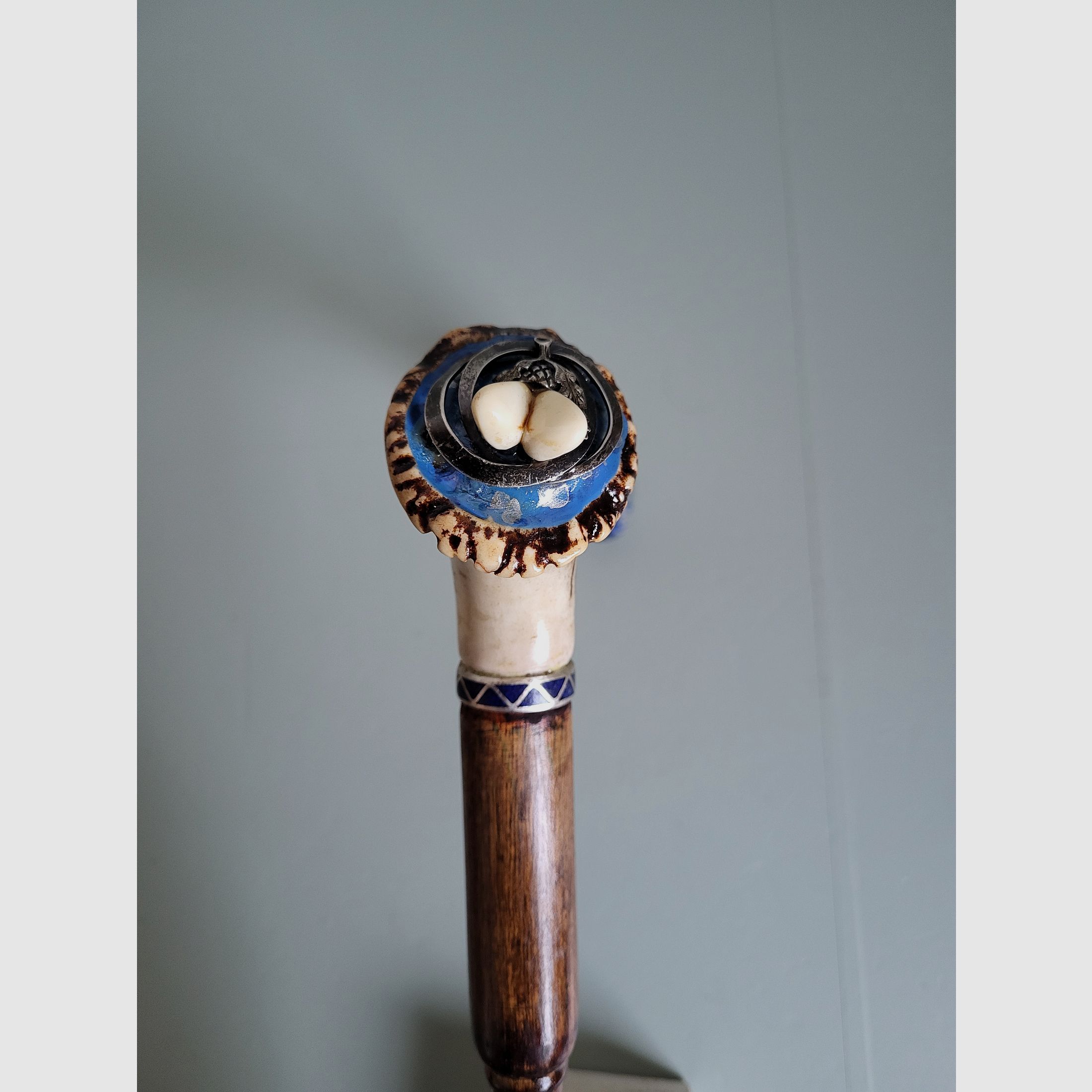 Bâton de marche de chasseur - 900 argent - Schariwari - lapis-lazuli - années 1940