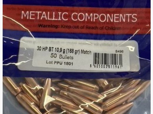 PPU Pociski .30 / .308 Match 168 gr (10,9 g) HPBT B-496