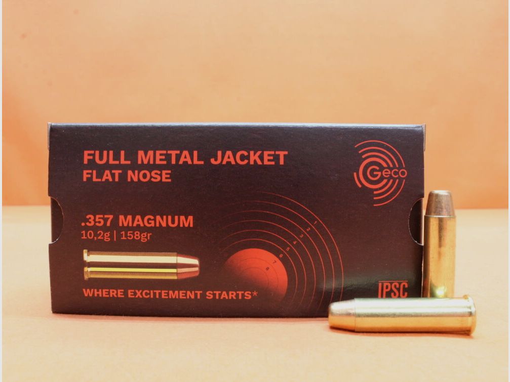 Cartouche GECO .357Magnum GECO 158grs FMJ-FL (2317720) VE 50 cartouches/ 10,2g Full Metal Jacket