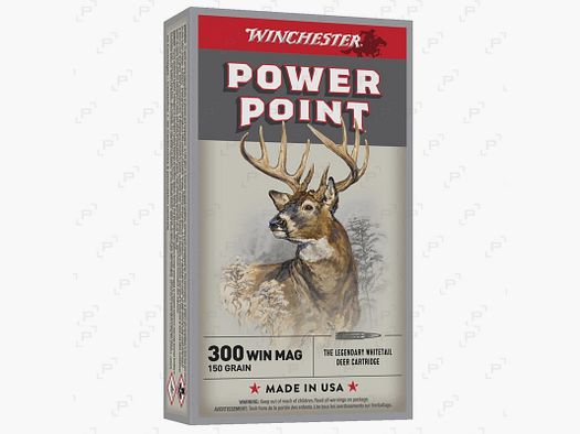 Box of 20 cartridges for big game WINCHESTER POWER POINT Caliber .300 WIN MAG - 150 GR