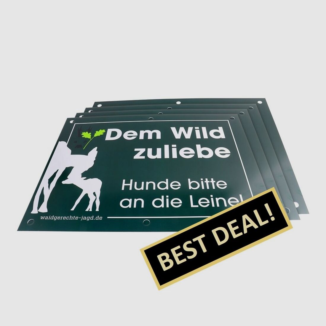 Waidgerechte Jagd Hinweisschild Hunde bitte an die Leine - 4er-Pack