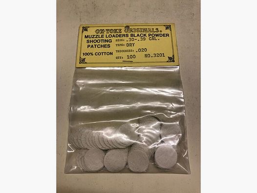 Schusspflaster Vorderlader Kal. .30-.39 Ø 22mm Stärke 0,50mm 0,020inch OxYoke