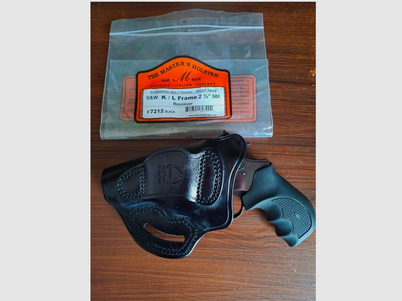 Fondina in pelle nera destra per RUGER GP100 / S&W K & L Frame Revolver + Weihrauch HW 357 Hunter 3