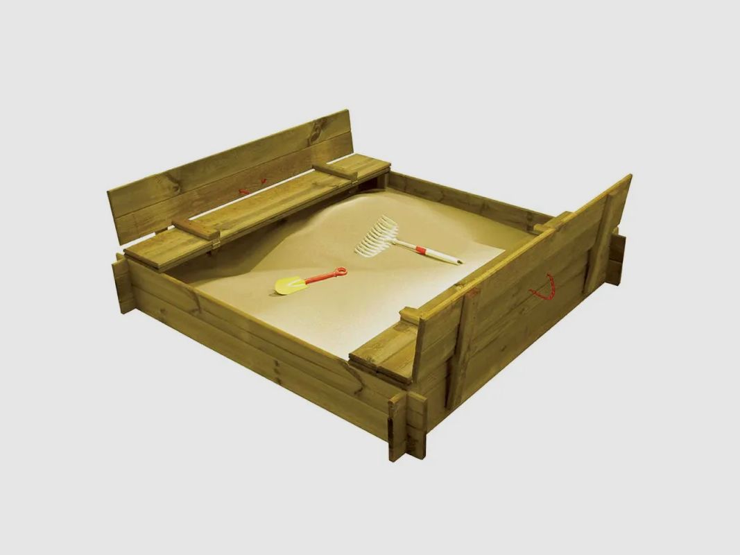 Bac à sable bois autoclave avec couvercle 120 x 120 cm, image 3 sur 9