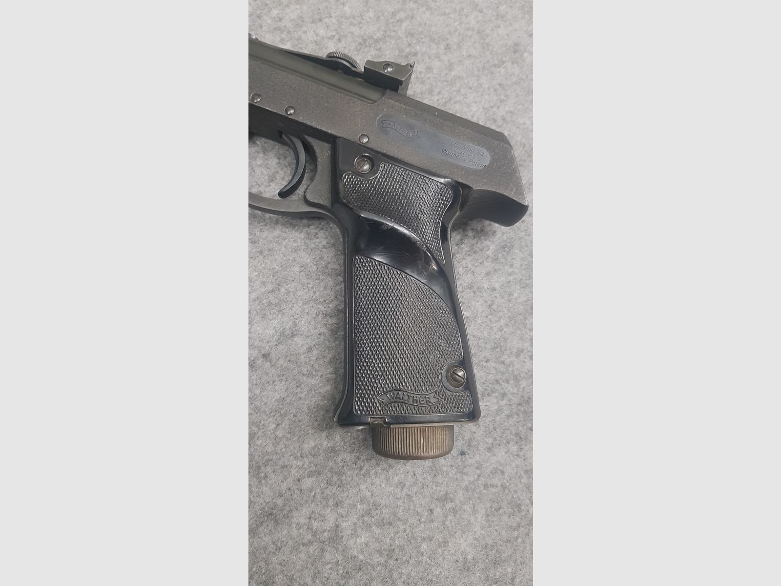 Luftpistole Walther Mod. LP 53 im OVP Karton, Beschreibung u. Flyer aus den 60iger James Bond 007 