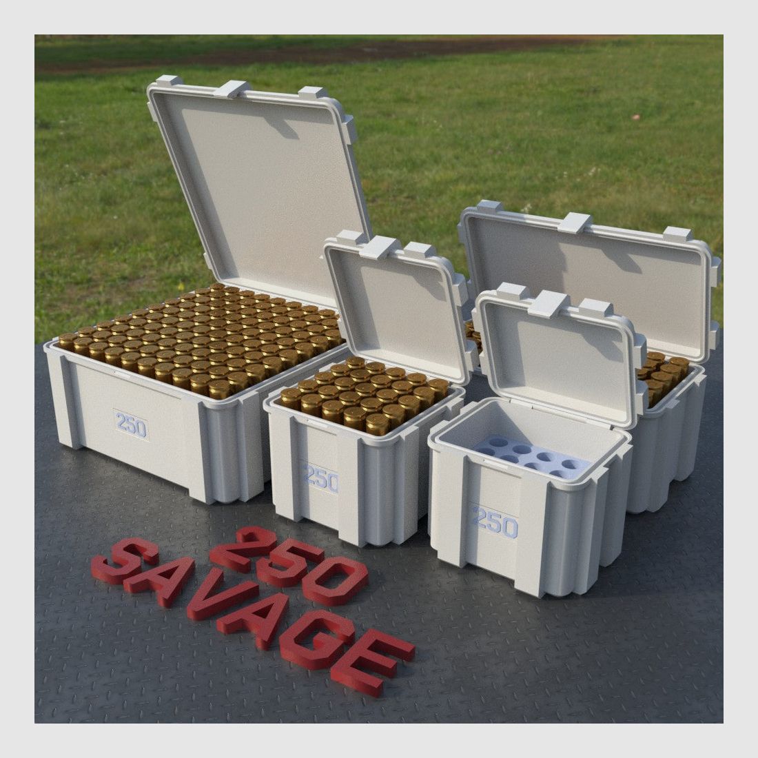 Filamelt Munitionsbox / Ammo Box .250 Savage – Patronenbox ‘Klappdeckel’ – 20 / 25 / 50 / 100 Runden