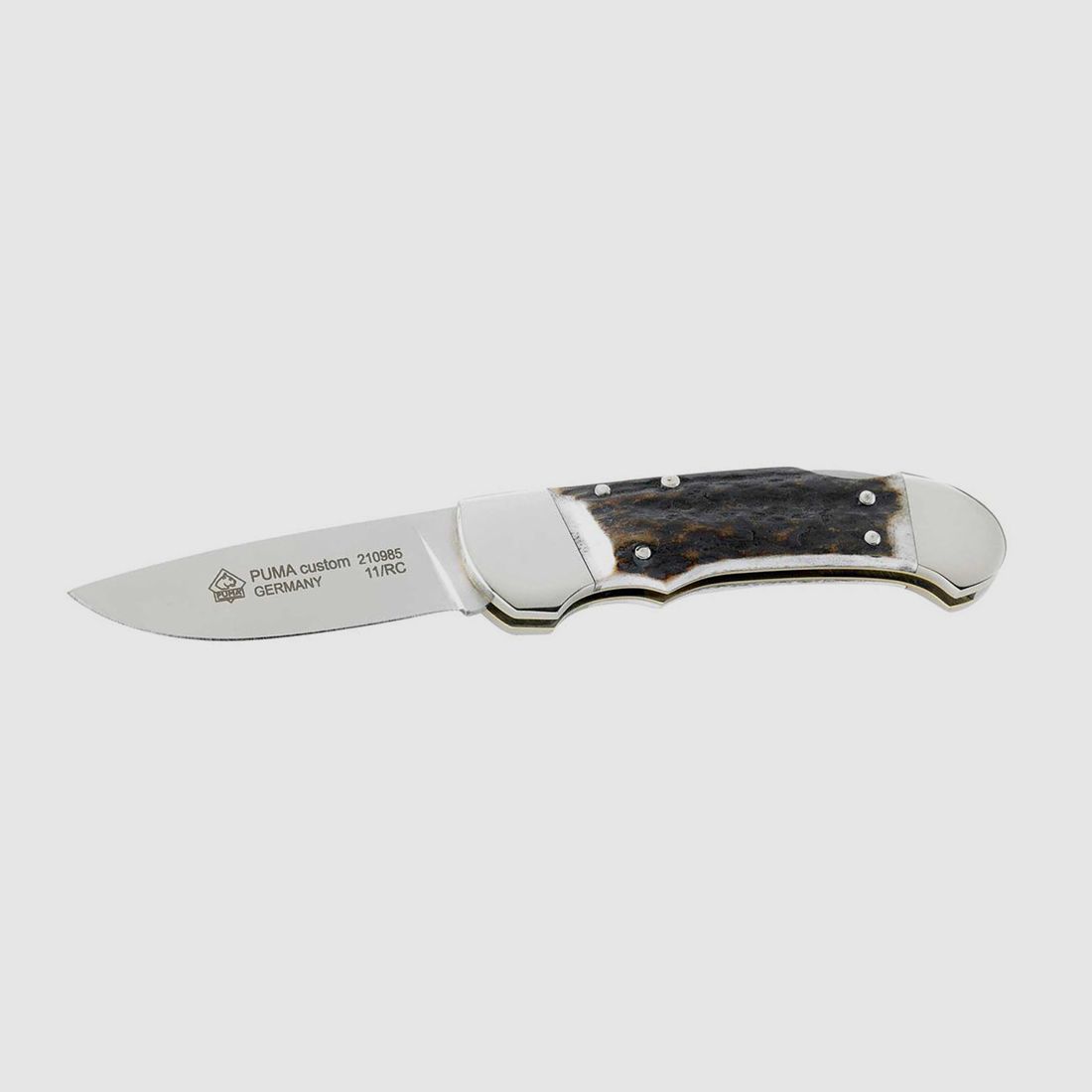 Taschenmesser Puma Custom Stahl 1.4110 KlingenlĂ¤nge 7,2 cm Hirschhorn (P18)
