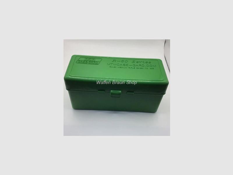 MTM Patronenbox mit Klappdeckel 60RDS Grün für Kaliber .243/.308/.220