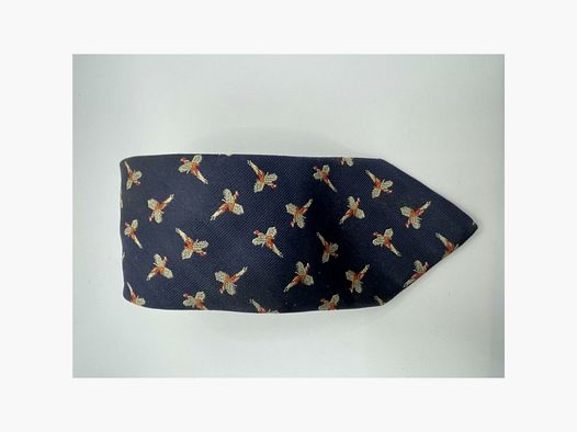 Robert Keyte tie 100% silk blue design of ascending pheasant